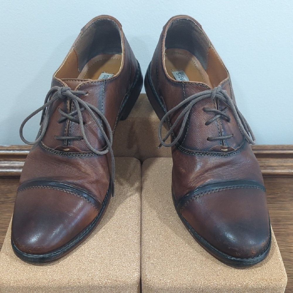 Men's Brown Leather Oxford Shoes Steve Madden Size 10
